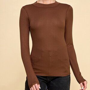Heart & Hips Long Sleeve Mock Ribbed Stretch Turtleneck Top - Color Choice